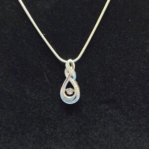925 Sterling Silver Infinity Pendant Necklace Genuine Diamond Diamonds Heartbeat